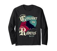 Gothic Raven Scripture Art Luke 12: 24 Christian Long Sleeve T-Shirt