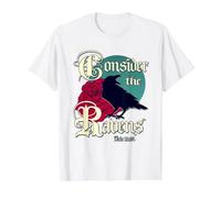 Gothic Raven Scripture Art Luke 12: 24 Christian Value Graphic T-Shirt, Men, White, XL