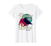 Gothic Raven Scripture Art Luke 12: 24 Christian Value Graphic T-Shirt, Women, White, M