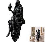Gothic Raven Shelf Sitter Statue,Gothic Hooded Dark Lady Statue Witch Holding Raven,Halloween Decorations Sitting Woman Figurine, Unique Collectible Gift for Dark Academia Lovers (A#)