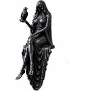 Gothic Raven Shelf Sitter Statue, Hooded Lady Reaper Figurine, Dark Academia Bookshelf Edge Sitter, Macabre Desk Decor, Witchy Room Decor Gift for Literature Lovers Bookworms
