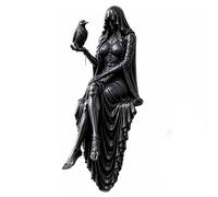 Gothic Raven Shelf Sitter Statue, Hooded Lady Reaper Figurine, Dark Academia Bookshelf Edge Sitter, Macabre Desk Decor, Witchy Room Decor Gift for Literature Lovers Bookworms (1PCS)