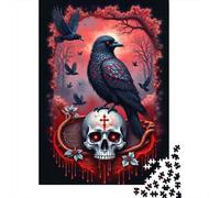 Gothic Raven Skull 1000 Pc Sturdy Paper Board Puzzle Parent-Child Interactive Game Unique Artwork HD Printing 70x50cm/1000pcs