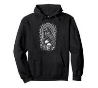 Gothic Raven Skull, Dark Fantasy Crow Art, Bird with Skull Pullover Hoodie