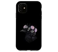 Gothic Raven Skull Hands Thorny Crown Flowers Case for iPhone 11