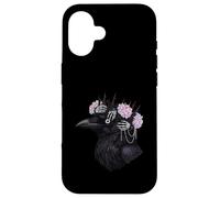 Gothic Raven Skull Hands Thorny Crown Flowers Case for iPhone 16