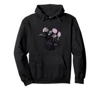 Gothic Raven Skull Hands Thorny Crown Flowers Pullover Hoodie
