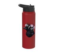 Gothic Raven Skull Hands Thorny Crown Flowers Stainless Steel Insulated Water Bottle