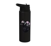 Gothic Raven Skull Hands Thorny Crown Flowers Stainless Steel Insulated Water Bottle