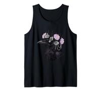 Gothic Raven Skull Hands Thorny Crown Flowers Tank Top