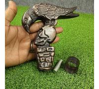 Gothic Raven Skull Walking Stick Handle - Decorative Bronze-Finish Bird & Skull Cane Topper - Heavy-Duty Cast Metal Knob for Wooden Canes - DIY Walking Stick Accessory