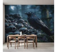 Gothic Raven Skull Wallpaper Non-Woven 390x260 (W x H)