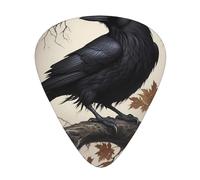 Gothic Raven Wzywhj Prints Abs Guitar Picks 12 Piece, Easy Grip Uke Picks For Your Bass, Ukulele, Acoustic Or Electric Guitar