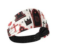 Gothic Red and Black Halloween Coffin Cross Cooling sport headbands for women Stretchy head for women for make up Running make up Cycling