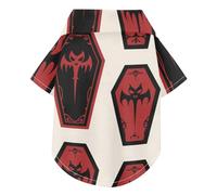 Gothic Red and Black Halloween Coffin Cross Summer Dog Polo Shirt Button Up Soft Lightweight and Breathable Pet Shirts Doggy Sweatshirt Puppy Kitten Perfect for Everyday Wear Photoshoots