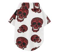 Gothic Red and Black Halloween Lace Skull Summer Dog Shirt Vest Button Up Soft Lightweight and Breathable Pet Clothes Doggy Sweatshirt Puppy Kitten Perfect for Everyday Wear Photoshoots
