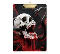 Gothic Red and Black Skulls and Snakes Acrylic Class Set of clipboards Standard Letter A4 Size Transparent for Coaches Medical Classroom Gold 12x9in Tablas para escribir