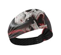 Gothic Red and Black Skulls and Snakes no slip wide headbands Elastic sweat band for women for Athletic Sports Gym Football Football