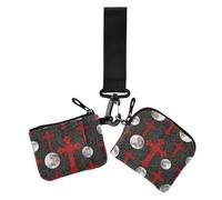 Gothic Red Black Halloween Cross Moon Women's Coin Pouches Card Holder Cute Fashion Coin Purse Wallet Bag with Wristlet Strap for Daily Use 2 Packs, Gothic red black Halloween cross Moon, One Size