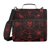 Gothic Red Black Halloween Tarot Astrology 1.5-Inch 3-Rings Binder Zipper with Shoulder Strap Easy to Carry School Supplies Organizer Suitable for Middle School