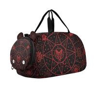 Gothic Red Black Halloween Tarot Astrology Boy's Gym Duffel Bag with Shoes Compartment Lightweight Kids Overnight Duffel Bag for Travel Sports Weekender
