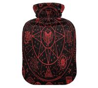 Gothic Red Black Halloween Tarot Astrology Cute hot Water Bottle with Soft Cover, 1L hot Water Bag for Neck and Shoulder Pain Relief,Neck and Shoulder Pain Relief,Bolsa de agua Caliente para el