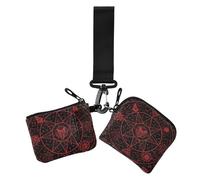 Gothic Red Black Halloween Tarot Astrology Women's Change Wallet Card Cases Mini Fashion Card Money Holder with Wristlet Strap for Work Travel 2 Packs, Gothic red Black Halloween Tarot astrology, One