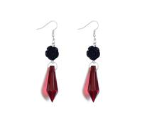 Gothic Red Crystal Bat Drop Earrings Blood Dagger Charm Halloween Earring Vampire Victorian Punk Statement Jewelry for Women Party Costume Accessory, 0, Crystal, No Gemstone