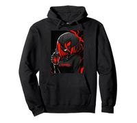 Gothic Red-Eyed Anime Demon Enjoys Red Boba Drink Pullover Hoodie
