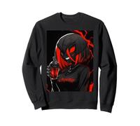 Gothic Red-Eyed Anime Demon Enjoys Red Boba Drink Sweatshirt