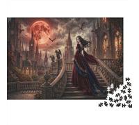Gothic Red Moon Queen 1000 Piece Jigsaw Puzzle,Premium Cardboard,Adults & Kids 14+,Impossible Challenge,Educational Toy,Home Wall Decor,Gift Idea,Stress Relief 52x38cm