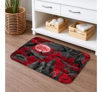 Gothic Red Moon Quick Dry Bath Mat, Spooky Haunted Forest Absorbent Non Slip Shower Mat, Halloween Memory Foam Washable Bath Rugs for Bathroom Toilet Restroom Decorative 20x32 Inch