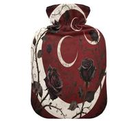 Gothic Red Roses hot Bottle Water Bag with Soft Cover, 2L hot Water Bags for Sore Muscle,Sore Muscle,Bolsa de agua Caliente para el Dolor