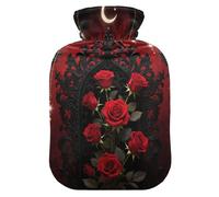 Gothic Red Roses hot Waterbottle with Soft Cover, 2L hot compresses for The Body for Period Cramps, Period Cramps, Period Cramps