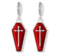 Gothic Retro Halloween Coffin Earrings Exaggerated Creative Cross Earrings Punk Style Funny Exaggerated Alternative Personality Earrings, Metal