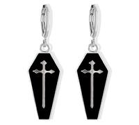 Gothic Retro Halloween Coffin Earrings Exaggerated Creative Cross Earrings Punk Style Funny Exaggerated Alternative Personality Earrings, Metal