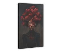 Gothic Retro Heart-shaped Head Woman Canvas Poster Bedroom Decor Landscape Office Room Decor Gift 16x24inch(40x60cm)