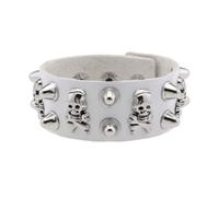 Gothic Revivals PU Cuff Showcasing Intricate Skull Designs And Edgy Rivet Accent For Alternative Fashion Rocker Styles PU Leather