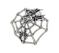 Gothic Rhinestone Spider Web Brooch for Women and Men, Silver-Tone Crystal Spider Pin