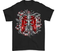 Gothic Rib Cage Skeleton Skull Goth Fantasy Mens T-Shirt 100% Cotton Black 5XL