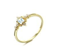 Gothic Rings for Women, Cute Engagement Ring Gear with Moonstone 14K Yellow Gold Size N 1/2