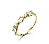 Gothic Rings for Women, Simple Promise Rings for Women Four Claws with Topaz 18.1K Gold Size L 1/2
