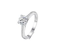 Gothic Rings for Women, Womens Stackable Rings Classic 1ct Round Moissanite 14K White Gold Size S 1/2