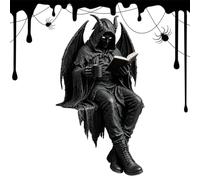 Gothic Robed Resin Statue | Robed Spooky Resin Statue | Fantasy Room Decor | for Shelf Tabletop Desktop Bookcase Corner Cabinet Library Room Garden Reading