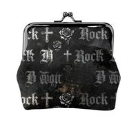 Gothic Rock Style Coin Purse-Leather Kiss Lock Wallet Small Clutch