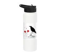 Gothic Romance Raven Perched On Skull Art Stainless Steel Insulated Water Bottle