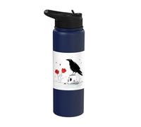 Gothic Romance Raven Perched On Skull Art Stainless Steel Insulated Water Bottle