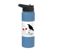 Gothic Romance Raven Perched On Skull Art Stainless Steel Insulated Water Bottle
