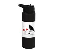 Gothic Romance Raven Perched On Skull Art Stainless Steel Insulated Water Bottle