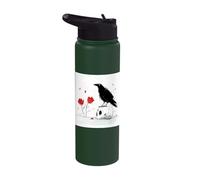 Gothic Romance Raven Perched On Skull Art Stainless Steel Insulated Water Bottle